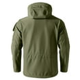thumbnail image 3 of Domuza Mens Softshell Jacket Fleece Lined Windbreaker Water Resistant Hooded Jacket Winter Warm Relaxed Fit Outdoor Travel Coat with Pocket Dark Green M, 3 of 3