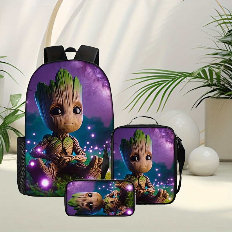 Heroic Disney Marvel 3pcs Backpack Set With Groot Design Includes School Bag Lunch Tote Pencil Case Durable Polyester Hand Washable Walmart