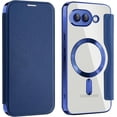 thumbnail image 1 of KOMI Premium PU Leather Wallet Flip Case for Google Pixel 9A - Business Classic Solid Color, Magnetic TPU Shell, Wireless Charging Dark Blue, 1 of 5