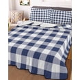 thumbnail image 2 of Navy Blue White Plaid Summer Quilt Set Twin XL Size, Soft Microfiber Quilted Bedding Set with 2 Pillow Shams, Farmhouse Checkered Buffalo Lightweight All Season Bedspread Coverlet for Bedroom 68"x98", 2 of 6