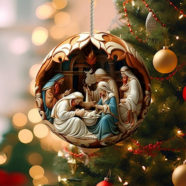 Adorno navideño para coche 2026 con diseño estereoscópico 3D | Colgante de bendición de nacimiento para recién nacidos