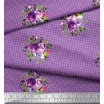 thumbnail image 3 of Soimoi Purple polyester Crepe Fabric Leaves,Artistic Floral & Check Decor Fabric Printed BTY 42 Inch Wide, 3 of 3