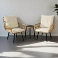 thumbnail image 5 of Emorefun 3 Piece Small Patio Set, Outdoor Bistro Table and Chairs with Removable Cushion for Garden, Balcony, Backyard, Beige, 5 of 8