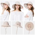 thumbnail image 2 of Comhats Sombrero plegable de algodón para el sol para mujer, protección UV, ala ancha, playa, jardinería, viajes, 54-64CM, 2 of 5