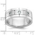 thumbnail image 2 of 14K White Gold Ibgoodman Men's Polished Satin And Grooved 3-Stone 1/6 Carat Aa Quality Diamond Ringsize 10 (Width 8.4) - Jbsp, 2 of 5