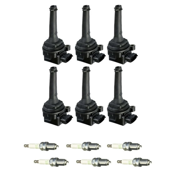 Set of 6 ISA Ignition Coils and 6 NGK Spark Plugs Compatible with 2004-2006 Volvo XC90 2.5T 2.5L  V6 Replacement for UF341