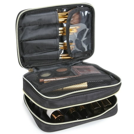 Lifewit Travel Makeup Case Cosmetic Organizer 2 Decker Storage Bag Black