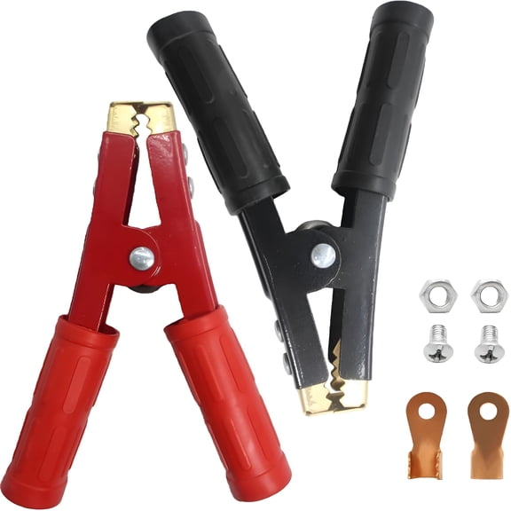 GJX 2026 New 2Pcs 1000A Heavy Duty Pure Copper Jumper Cable Clamps,Car Battery Charger Alligator Clips Replacement for Auto Vehicle Boat,12V-24V Battery Booster Charging Ends (Red & Black)