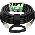 thumbnail image 1 of Cable de extensión POWGRN de 25 pies, calibre 10, 3 puntas, 15 A, 1875 W, negro, 1 of 7
