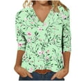 thumbnail image 6 of 3/4 Length Sleeve Shirts for Womens Pleated Summer Tops 2025 Fasion Trendy Spring Blouses Green L, 6 of 7