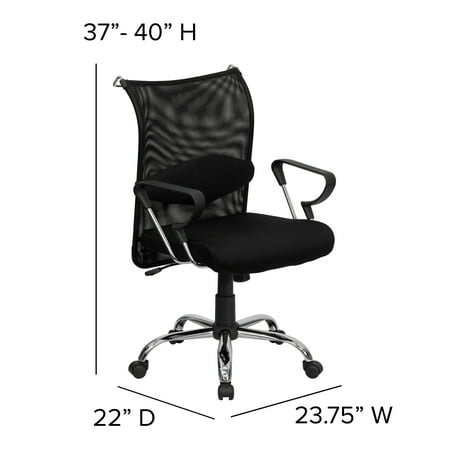 Flash Furniture Mid-Back Black Mesh Swivel Manager's Office Chair with Adjustable Lumbar Support and Arms