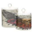 thumbnail image 2 of Wobogo Skull Wings Rose Grunge Style Clear Plastic Jar Large and Medium Combo Set Cotton Swabs Balls Dental Floss Sticks Cosmetic Storage Can, 2 of 6