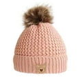 thumbnail image 5 of Guiexla Children Winter Hat Knitted Plush Ball Decor Elastic Soft Thick Unisex Cartoon Bear Decor Anti-slip Cold Resistant Yarn Cap, 5 of 8