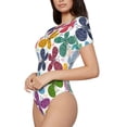 thumbnail image 2 of Naloa Colorful Butterflies Women's Short-Sleeved Onesie, One-Piece Swimsuit for Parties, dates, clubs - Large, 2 of 9
