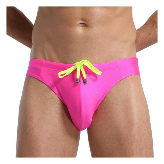 guisaled Men Swim Brief Sexy Bikini Swimwear Low Rise Quick Dry Swim Thong Solid Colors Strech Comfort Swimming Trunks with Drawstring