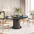 thumbnail image 3 of 59" Extendable Round Dining Table for 4-6, Modern Oval Kitchen Table with Fluted Base, Circle Dining Table for Living Room, Black, 3 of 7