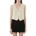 thumbnail image 1 of Sunloudy Chaleco de punto para mujer, sin mangas, cuello en V, color sólido, botones, cárdigan, primavera, verano, fiesta, tops casuales Sunloudy moda, 1 of 8
