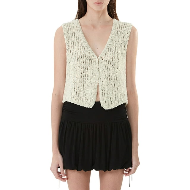 Sunloudy Chaleco de punto para mujer, sin mangas, cuello en V, color sólido, botones, cárdigan, primavera, verano, fiesta, tops casuales Sunloudy moda