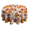 thumbnail image 4 of Fall Pumpkins Leaves Pattern Round Tablecloth 60" X 60",Wrinkle Wipeable Table Cloth for Kitchen Dining Room Picnic Patio Party, 4 of 6