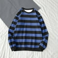 thumbnail image 2 of larppty Women's Casual Loose Striped Shirts Crewneck Long Sleeve Basic Color Block Tee Tops (Blue, M), 2 of 3