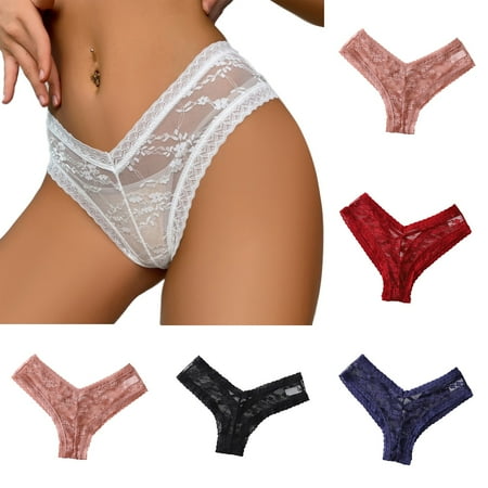 Fesfesfes Womens Seamless Underwear Women Lingerie G-string Lace Briefs Underwear Panties T String Thongs Knick