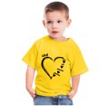 thumbnail image 3 of Penkiiy Toddler Kids Boys Girls Fashion Cute Solid Color Round Neck Valentine's Day Heart Print Short Sleeve Top 4-5 Years Yellow, 3 of 6