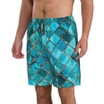 thumbnail image 2 of Saiise Square Glass Mosaic Print Men's Swim Trunks Hawaiian Bathing Suit Swimsuits Beach Shorts with Pockets-X-Large, 2 of 6