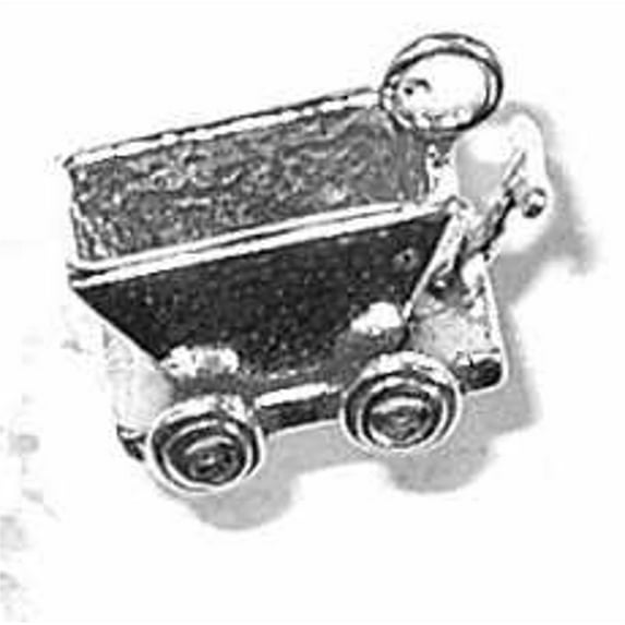 Sterling Silver 30" Unisex 1.5mm Box Chain 3D Empty Ore Miners Car Train Cart Pendant Necklace