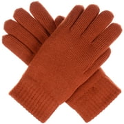Women's Toasty Warm Plush Fleece Lined Knit Winter Gloves (Rust Orange)