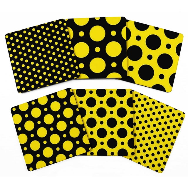 Inkdotpot Ensemble de 6 sous-Verres Faciles à Nettoyer 4-Zoll SquareCoasters Base-Réutilisable - Pois