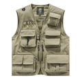 thumbnail image 2 of Kctiaxy Men's Plus Size Cargo Vest Multifunctional Multi-Pocket V Neck Zipper Mens Vest Soild Color Fashionable Casual Loose Fits Outdoor Vest, 2 of 9