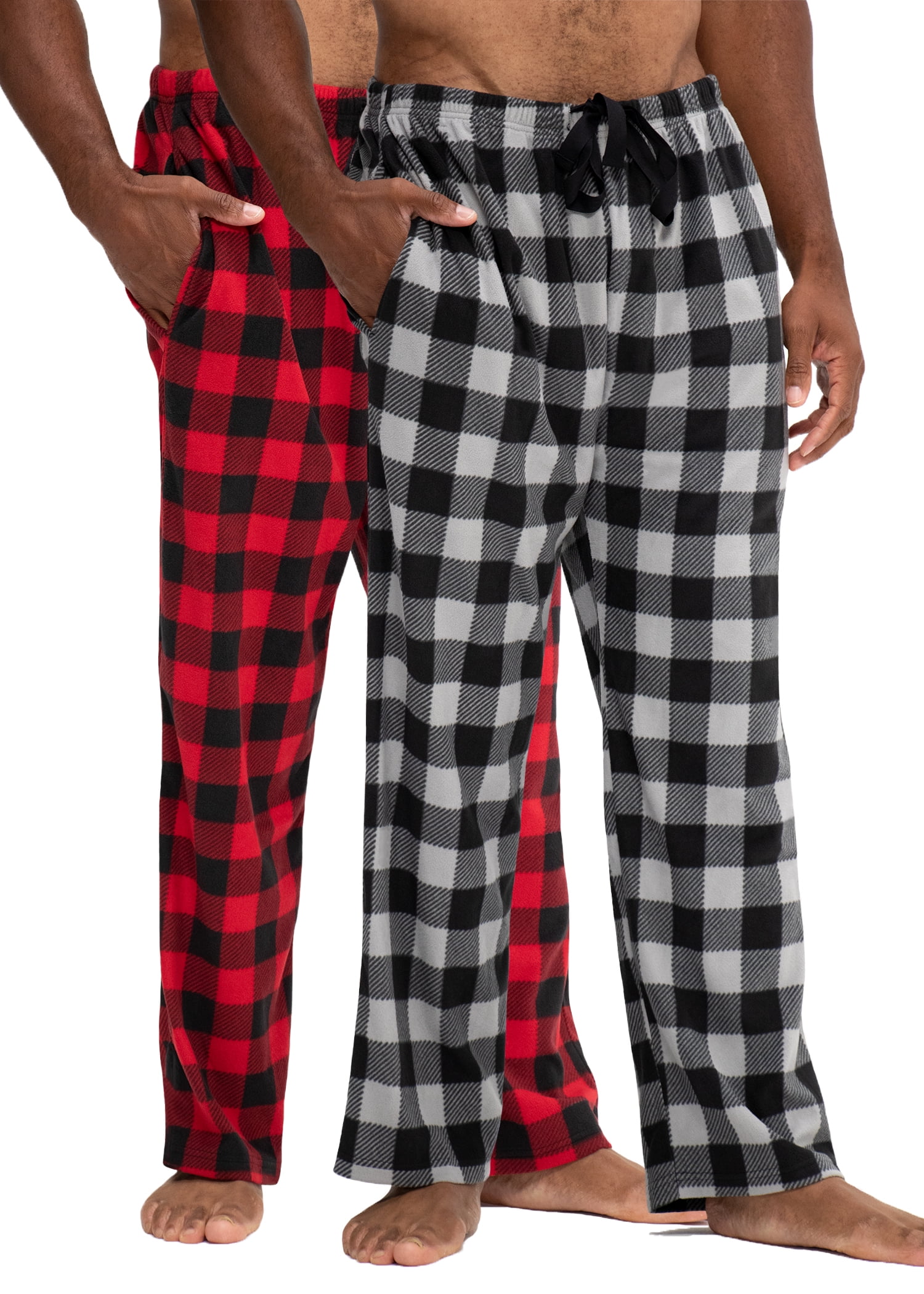 DEVOPS Men's Buffalo Plaid Plush Fleece Pajama Pants Sleepwear (X-Large ...
