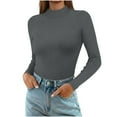 thumbnail image 2 of LEBONYARD Women's Trendy Turtleneck Chic Groove Ribbed Striped Solid Colored Long Sleeve Pullover Casual Ladies Loose Warm Fitting Fall Winter Tops, 2 of 9