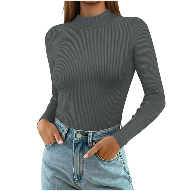 HongQid Chandails à Col Roulé à Manches Longues pour Femmes sous-Vêtements Thermiques Hauts Basiques Coupe Ajustée Mode d'Automne Haut Léger