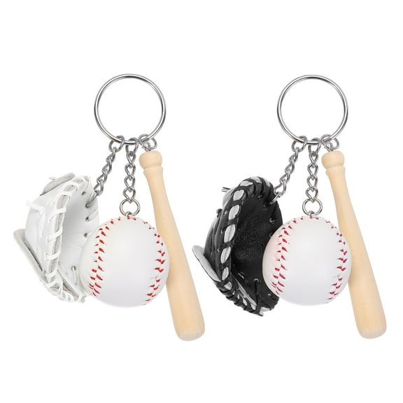 Uxcell Baseball Keychain, 1 Set Softball Gloves Baseball Bats Key Chain Sports Novelty Pendant for Backpacks
