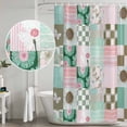 thumbnail image 5 of Spring Floral Checkered Shower Curtain, Waterproof Shower Curtains for Bathroom, Turquoise Pink Buffalo Plaid Washable Fabric Bathtub Curtain Set Bath Decor with 12 Hooks Standard 72"x72", 5 of 8
