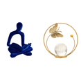thumbnail image 1 of Figura de cristal humana, estatua abstracta de bola pensante, decoración artística, colección versátil, adorno de escritorio, escultura de metal, sopo, 1 of 8