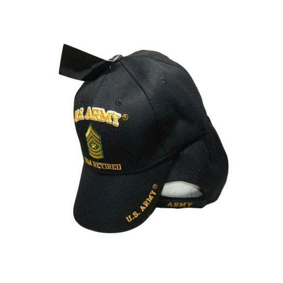 New Black US Army SGM Sergeant Major Retired Hat Ball Cap Veteran E-9 Licensed