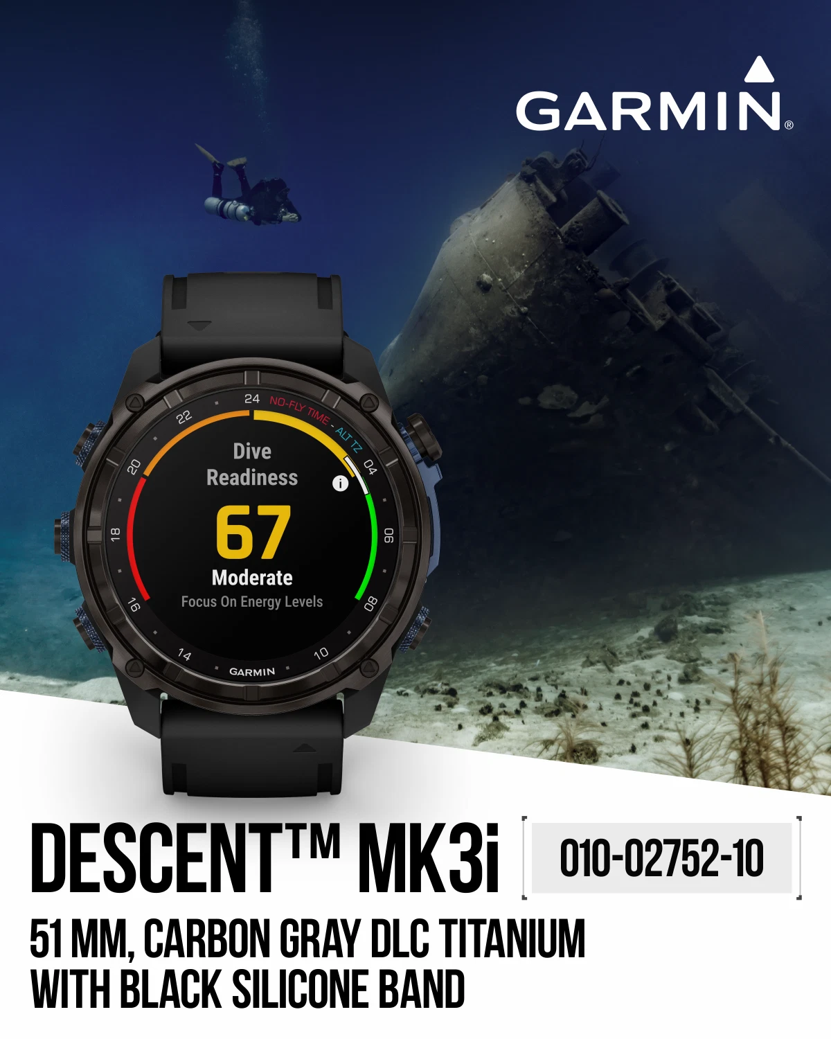 Garmin Descent Mk3i 51 mm Titanium Dive Computer +Extra-Long Strap, AMOLED Display, GPS Smartwatch & Wearable4U Gift Bundle (010-02752-10)