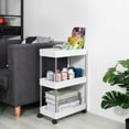 thumbnail image 4 of Oyajia 3-Tier Mobile Storage Stand, Adjustable Storage Shelf Rack on Lockable Wheels for Home Office Small Spaces Organization,White, 4 of 9