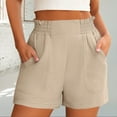 thumbnail image 2 of BKQCNKM Gauze Shorts for Women, Linen Shorts for Women, Women Beach Fashion, Casual Shorts Comfy Elastic Waist Lightweight Shorts, Summer Shorts for Women, Beige L, 2 of 8