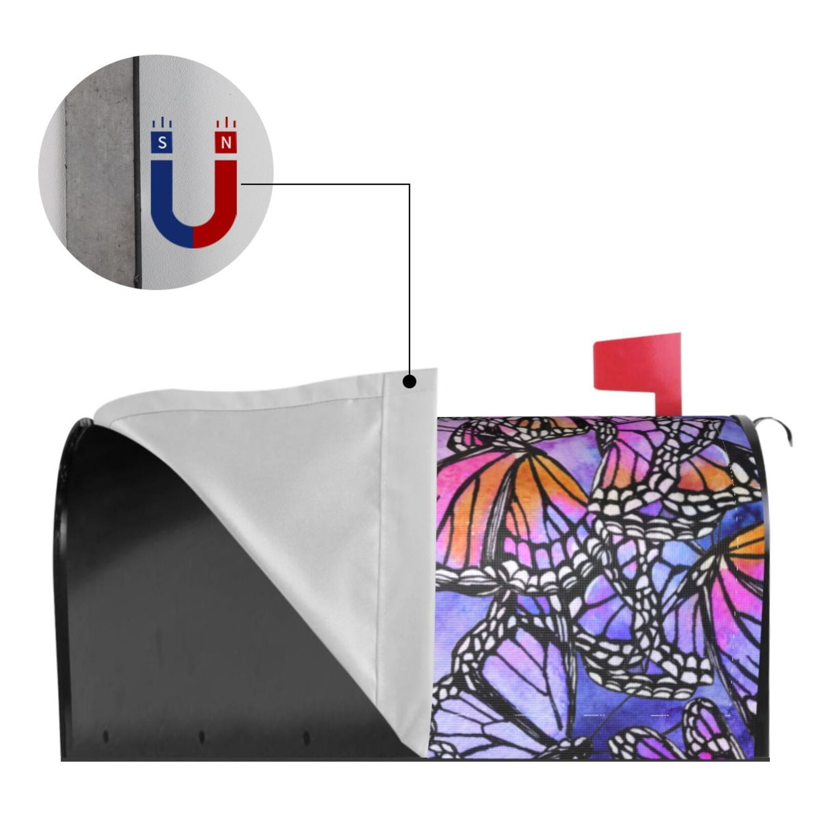 Logiee Watercolor Butterflies Print Post Letter Box Wrap Decor, Mailbox Cover Suitable for Standard Mailbox and Large Size Mailbox,Outdoor Yard Decoration-25.5x21 in