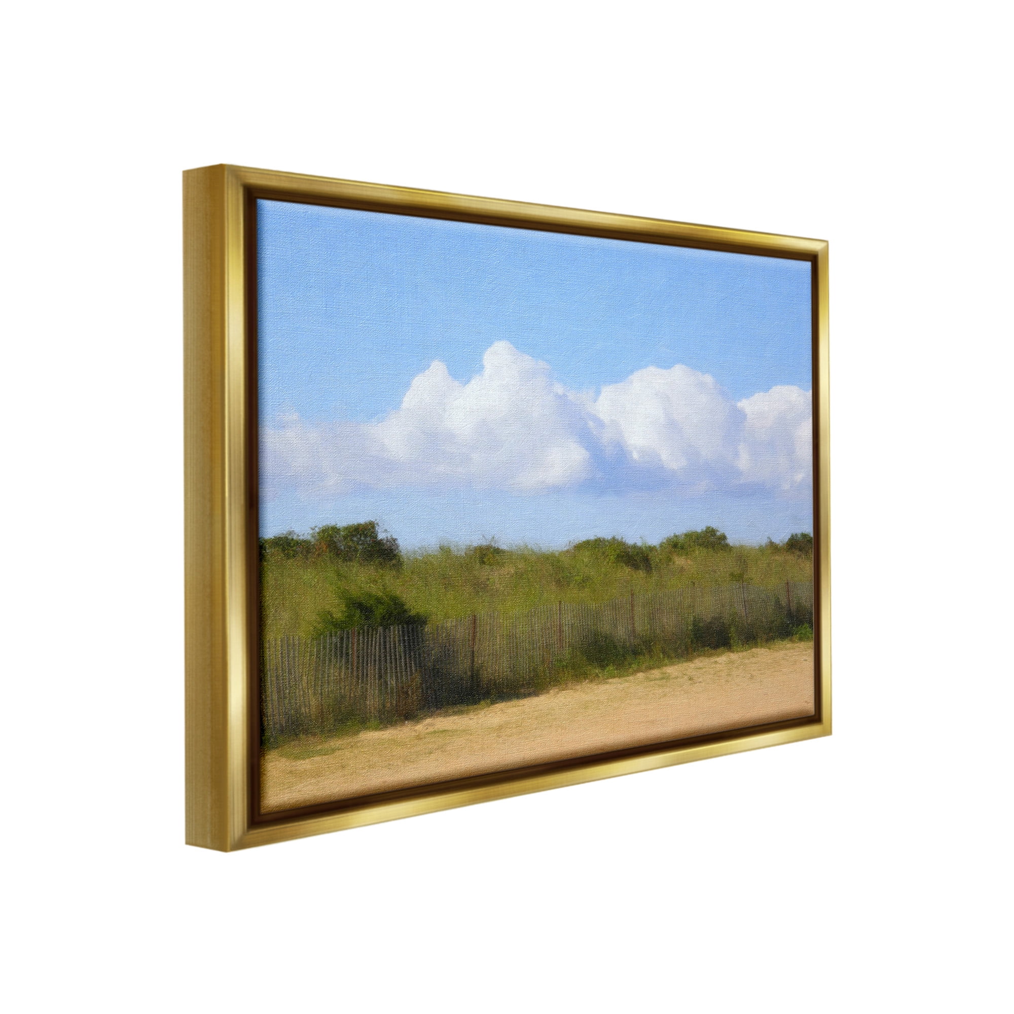 Stupell Industries Vast Pasture with Clouds Landscape Painting Gold Floater Framed Canvas Art Print Wall Art, 21 x 17