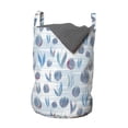thumbnail image 1 of Tulip Laundry Bag, Different Size Tiled Tulips Illustration with Explicit Motley Lines Design Print, Hamper Basket with Handles Drawstring Closure for Laundromats, 13" x 19", Blue, by Ambesonne, 1 of 4