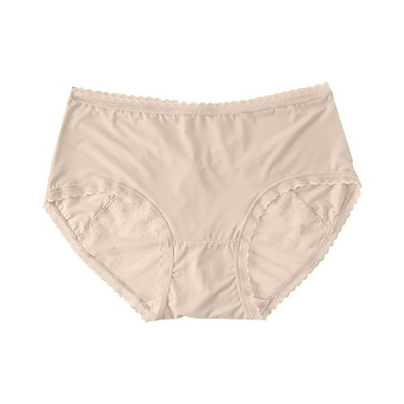 Woman Underwear Women s Lace Underwear Mid-Waisted Ice Silk Full Cover Underwear Soft Satin High Waisted Panties Lightweight Breathable Underpant Briefs Womens Boxers Briefs XL