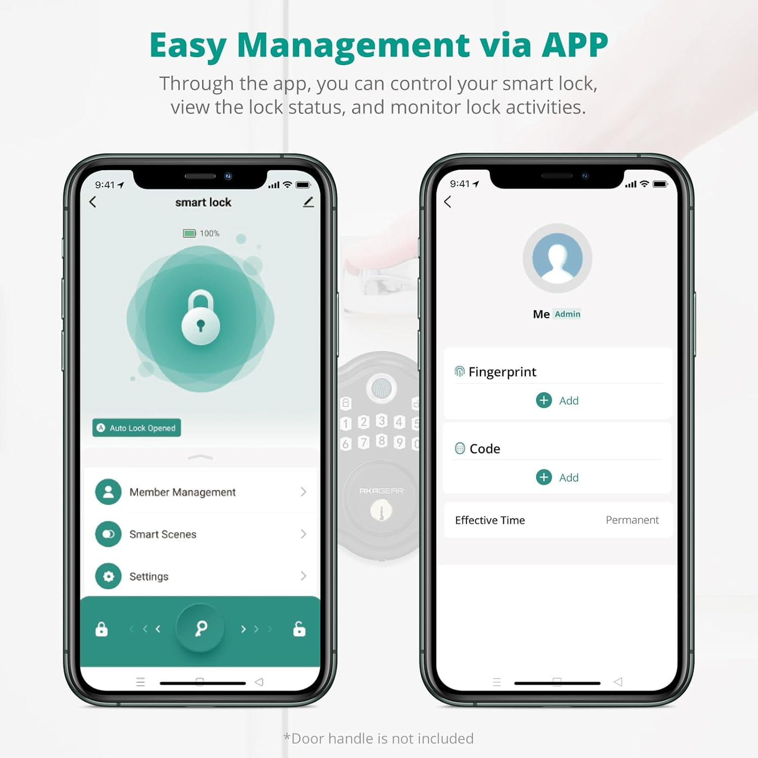 Fingerprint Door Lock, Keyless Entry Door Lock with APP Control, Security Smart Locks for Front Door, Electronic Deadbolt Lock, Auto Lock, Easy Installation, Black