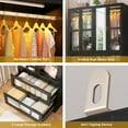 thumbnail image 5 of Full Glass 4 Door Wardrobe Combination for Bedroom, 71"H 63"W Armoire Wardrobe Closet with Mirror & 2 Drawers & LED Hanging Rod, 5 of 8