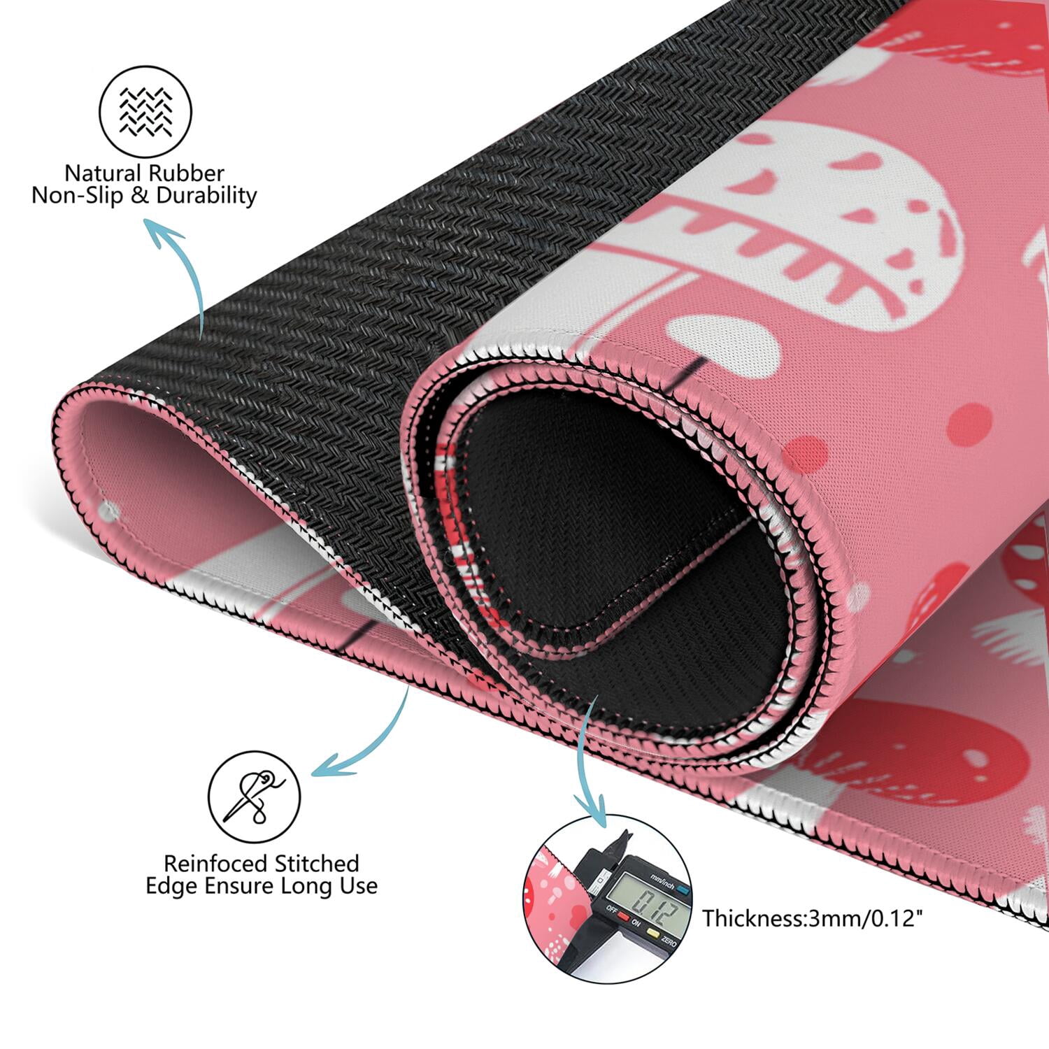 31.5 Inch Plants Pattern Mahjong Pad Made of Durable Rubber with Anti-Slip Non-Skid Properties and Noise Dampening Features for Card Games Board Games