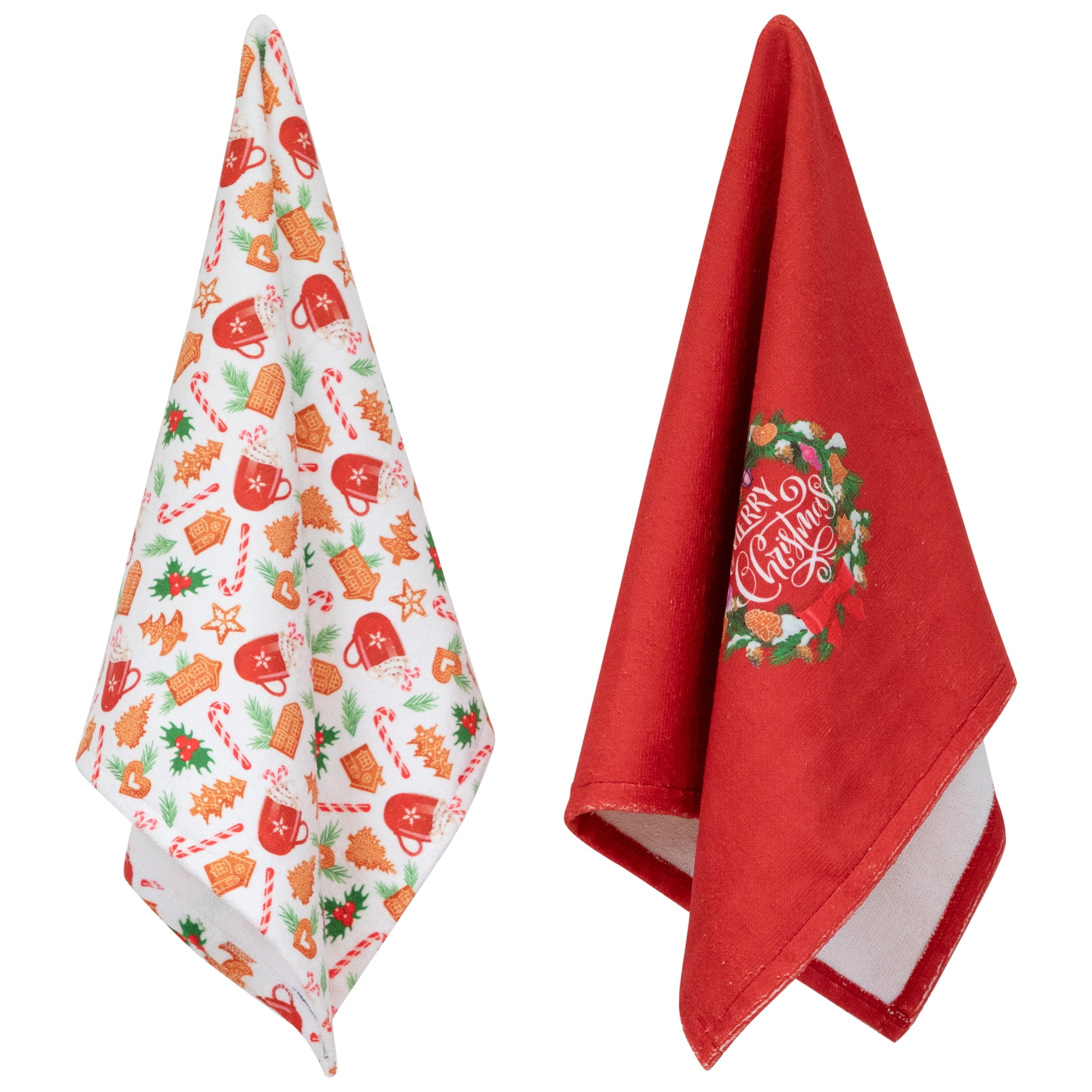 Merry Christmas Kitchen Tea Towels - 26" - Set of 2