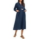 thumbnail image 1 of Vestido, Vestido de manga larga para mujer con bolsillos Vestido de fiesta informal de talla grande Meterk Aqua/3X-grande, 1 of 7